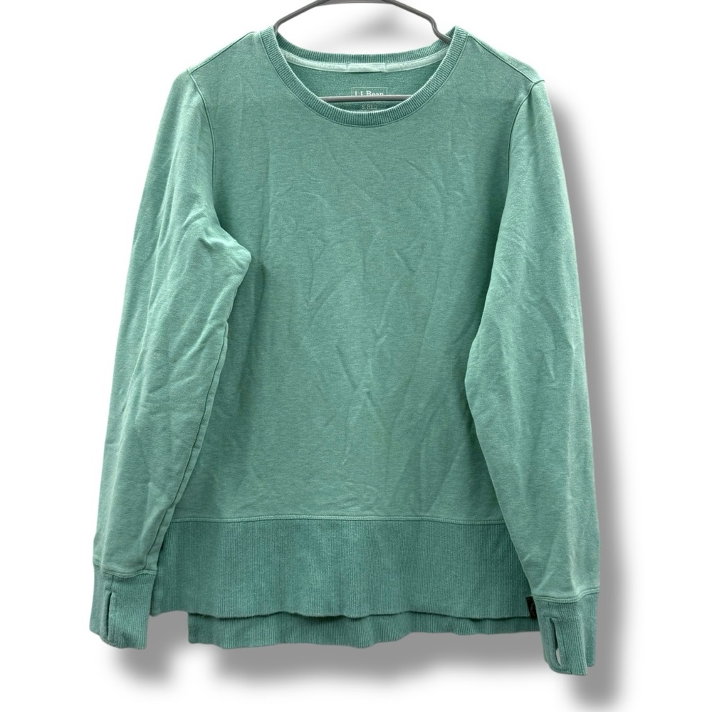 L.L.Bean Split Hem Pullover Sweatshirt Women’s Size Small Sea Green Heather Cozy